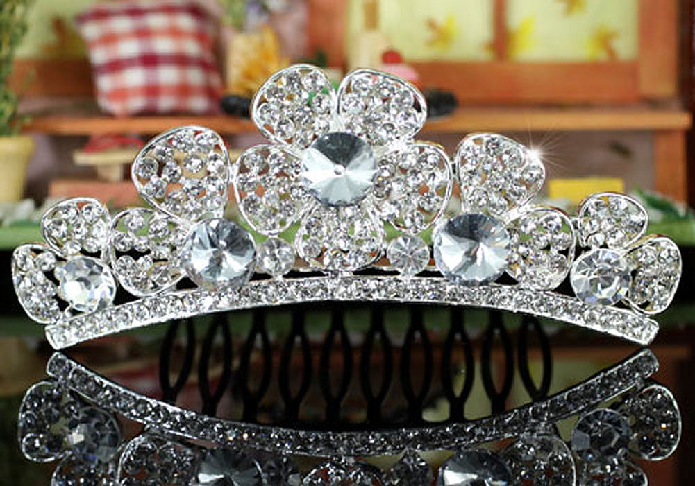 Bridal Flower Girl Crystal Mini Tiara Comb XT1361-0